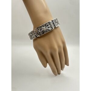 Vintage Sterling Silver 925 Bracelet Fleur De Lis Wide Braided Bracelet 70.8 G